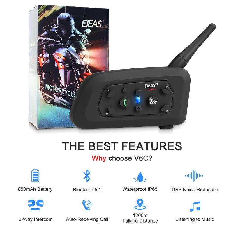 EJEAS V6C Professional Football Referee Bluetooth Intercom, 2 People Wireless Bluetooth Headset with Running Armband for Soccer Hockey Rugby Sports (1 Pack) - Image 3